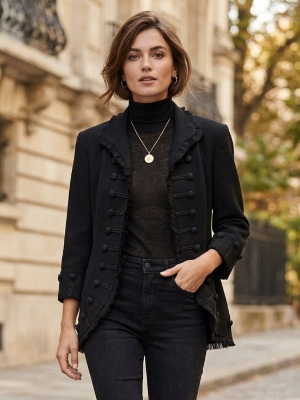 Zelda Vintage Jacket Women 14 Black Military Style Steam Punk Blazer Fancy